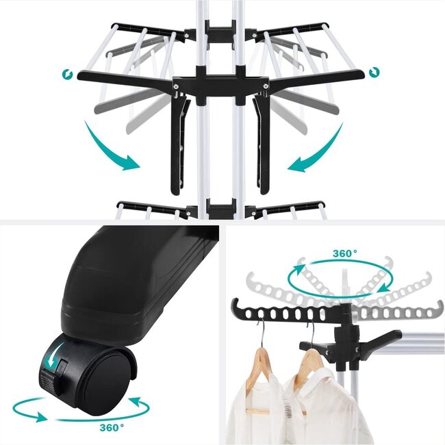 Opvouwbaar Wasdroogrek- Veelzijdig - Zwart/Wit