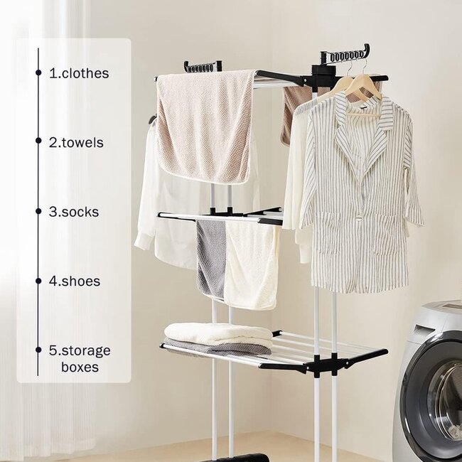 Opvouwbaar Wasdroogrek- Veelzijdig - Zwart/Wit