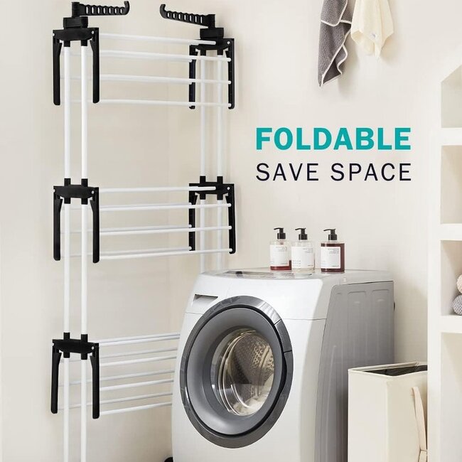 Opvouwbaar Wasdroogrek- Veelzijdig - Zwart/Wit