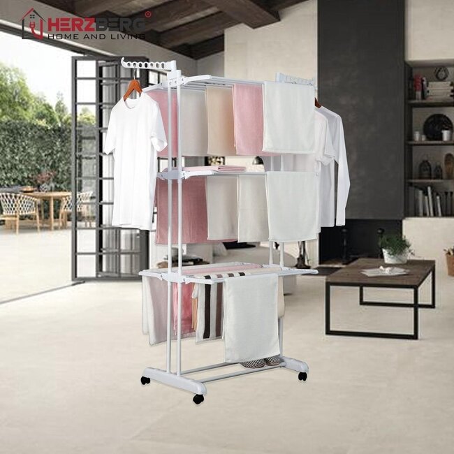 Laundry drying rack - Clothes rack - Foldable - White