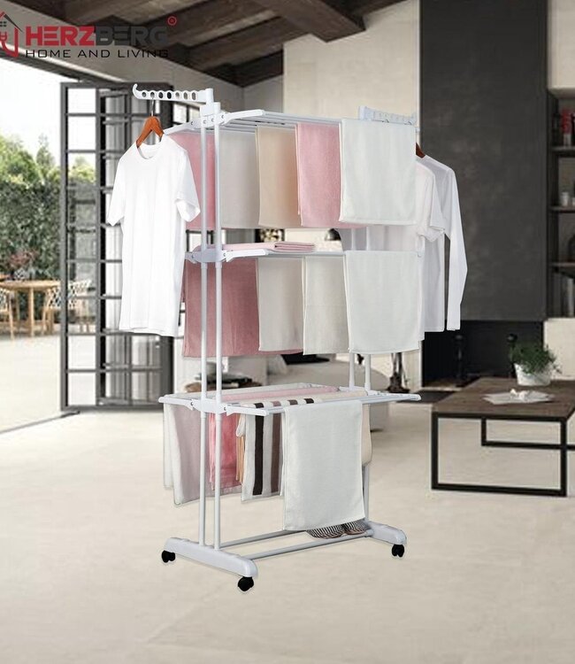 Laundry drying rack - Clothes rack - Foldable - White