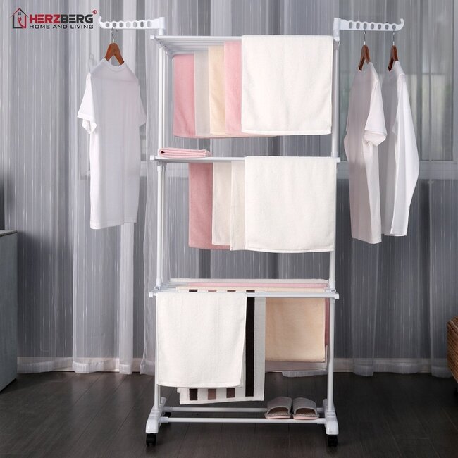 Laundry drying rack - Clothes rack - Foldable - White