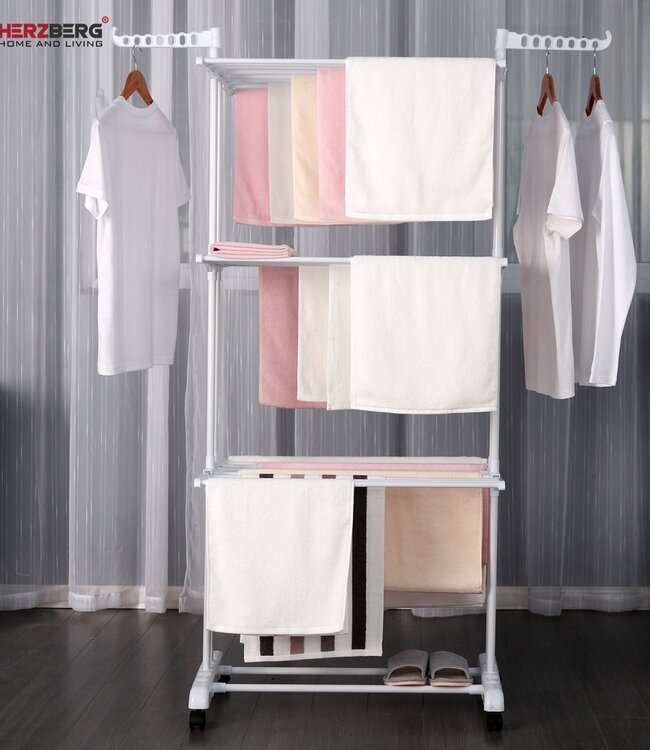 Laundry drying rack - Clothes rack - Foldable - White