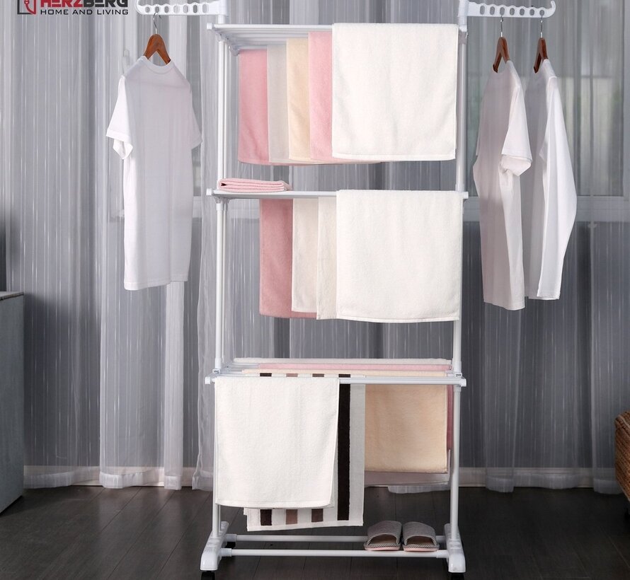 Laundry drying rack - Clothes rack - Foldable - White