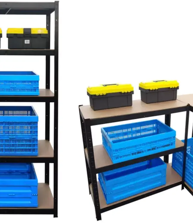 Stellingkast met 5 Verstelbare Planken - Zwart