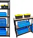 Shelving unit with 5 Adjustable Shelves - Black