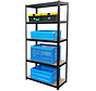 Shelving unit with 5 Adjustable Shelves - Black