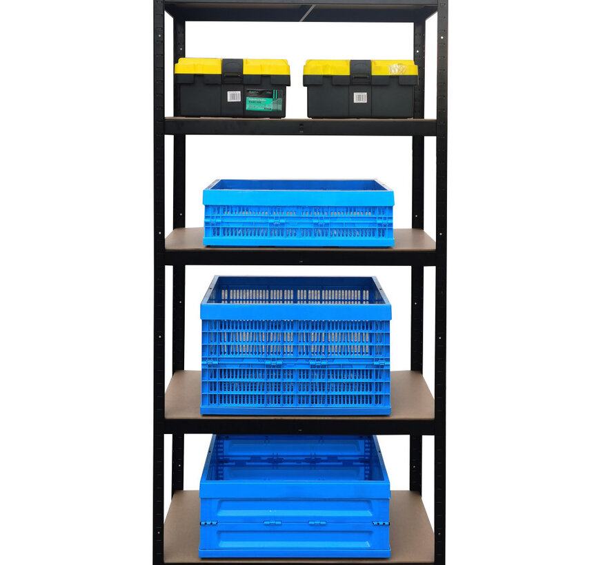 Stellingkast met 5 Verstelbare Planken - Zwart