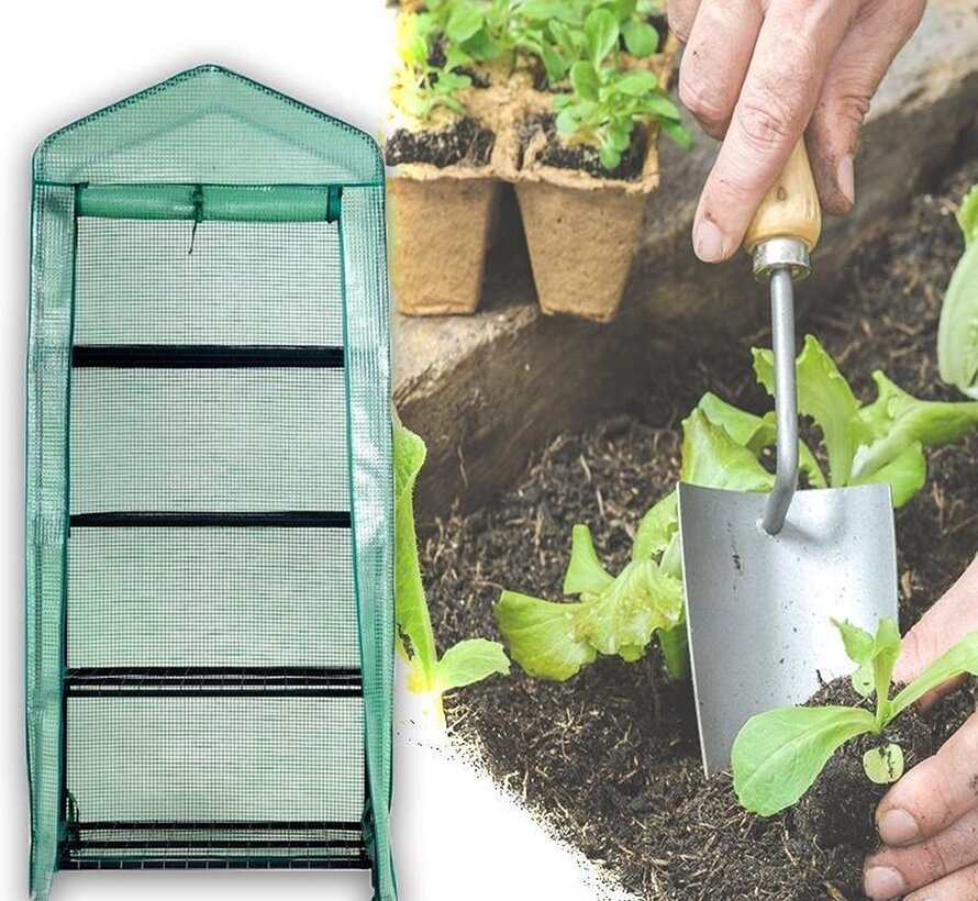 Greenhouse with 4 Shelves - Stackable - Green