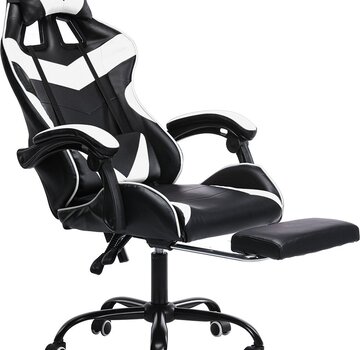 Ecarla Chaise gamer - Ajustable - H. 116 - 123cm - Noir/Blanc