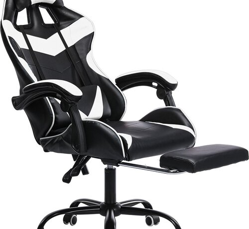 Ecarla Chaise gamer - Ajustable - H. 116 - 123cm - Noir/Blanc