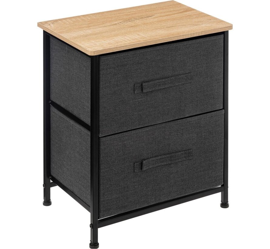Bedside Table with 2 Drawers - Dark Gray