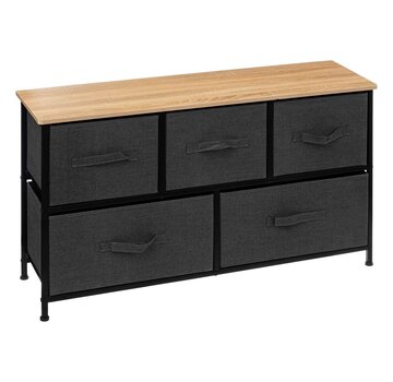  5Five Low chest of drawers with 5 drawers - Black