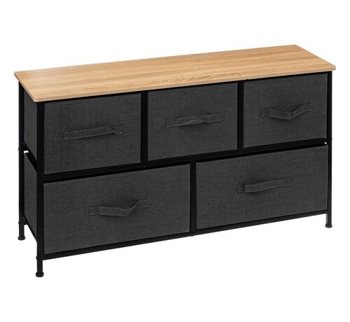 5Five Low chest of drawers with 5 drawers - Black