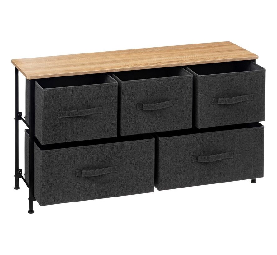 Low chest of drawers with 5 drawers - Black