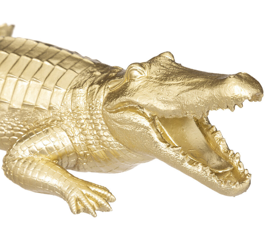 Krokodillen Beeldje - 39x20x11cm - Goud