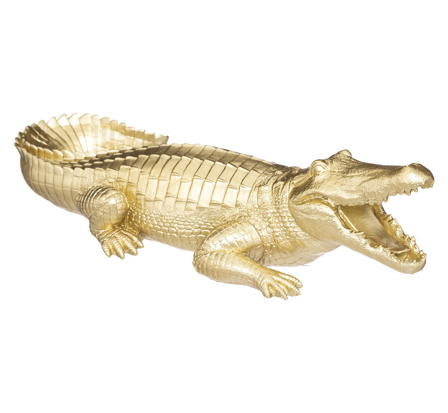 Crocodile Figurine - 39x20x11cm - Gold