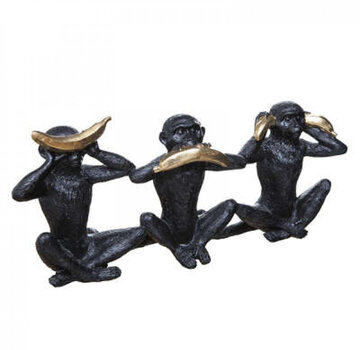 Atmosphera créateur d'intérieur 3 Wisdom Monkeys - 40x11x18cm - Black with Gold