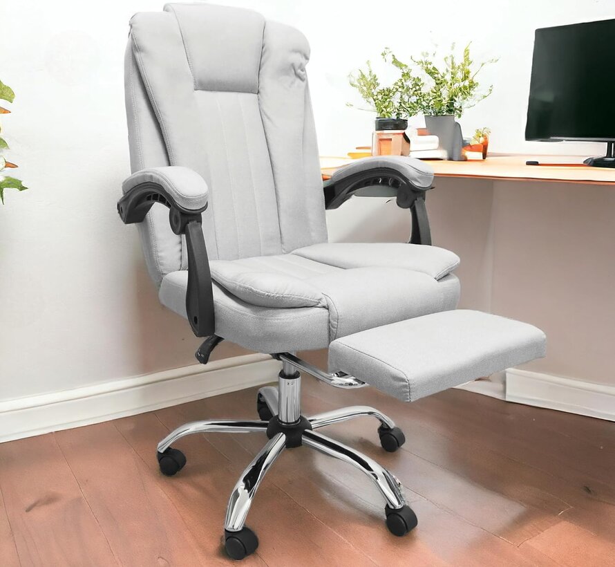 Gaming Chair with Foot and Headrest - 116x65cm - White