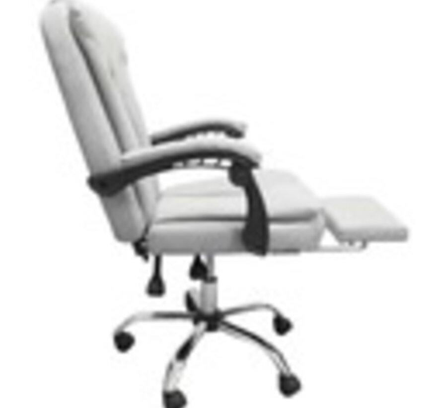 Gaming Chair with Foot and Headrest - 116x65cm - White