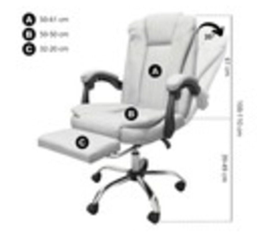 Gaming Chair with Foot and Headrest - 116x65cm - White