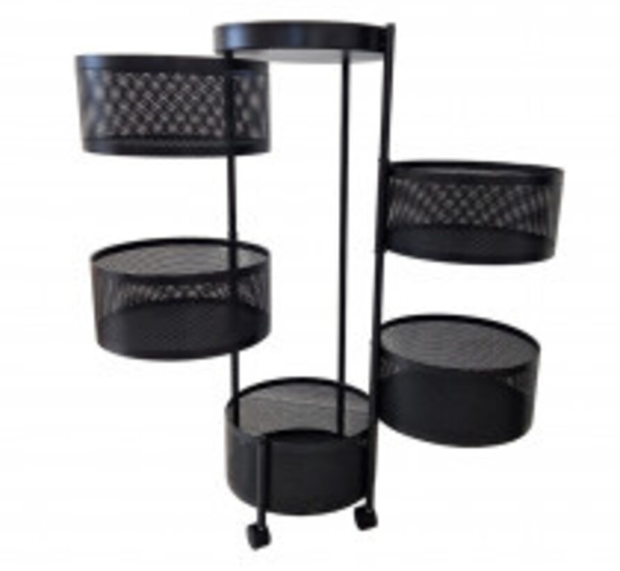 Rotating Cabinet - 5 Baskets - 33x90cm - Black