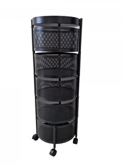 Ecarla Rotating Cabinet - 5 Baskets - 33x90cm - Black