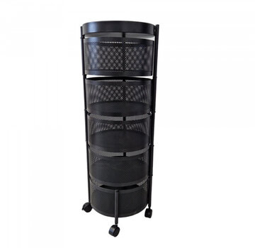 Ecarla Rotating Cabinet - 5 Baskets - 33x90cm - Black