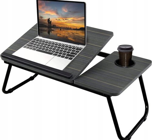 Ecarla Table pour ordinateur portable - 57x33x25cm - Noir
