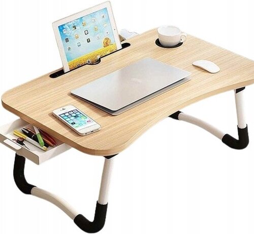 Ecarla Table pour ordinateur portable - 60x40x27cm - Noyer