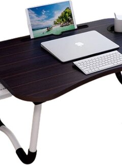 Ecarla Laptop Table - 60x40x27cm - Black/Brown