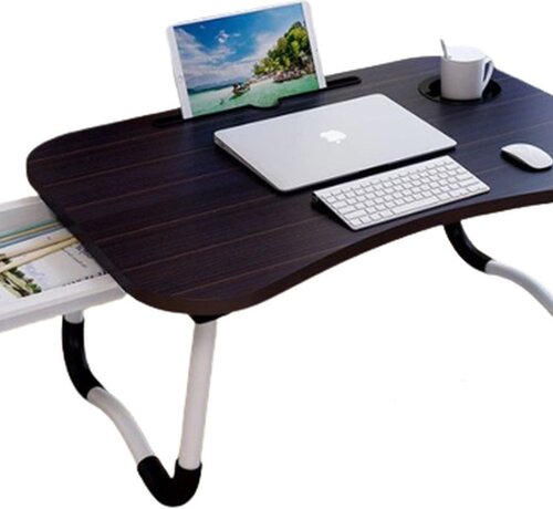 Ecarla Table pour ordinateur portable - 60x40x27cm - Noir/Marron