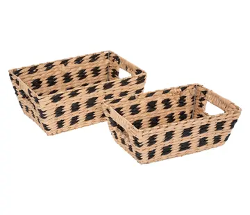 Ecarla Storage baskets - Set of 3 - Natural/Black