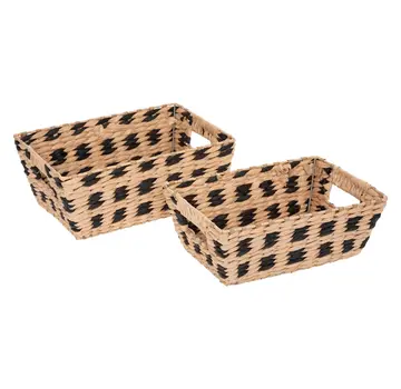 Ecarla Storage baskets - Set of 3 - Natural/Black