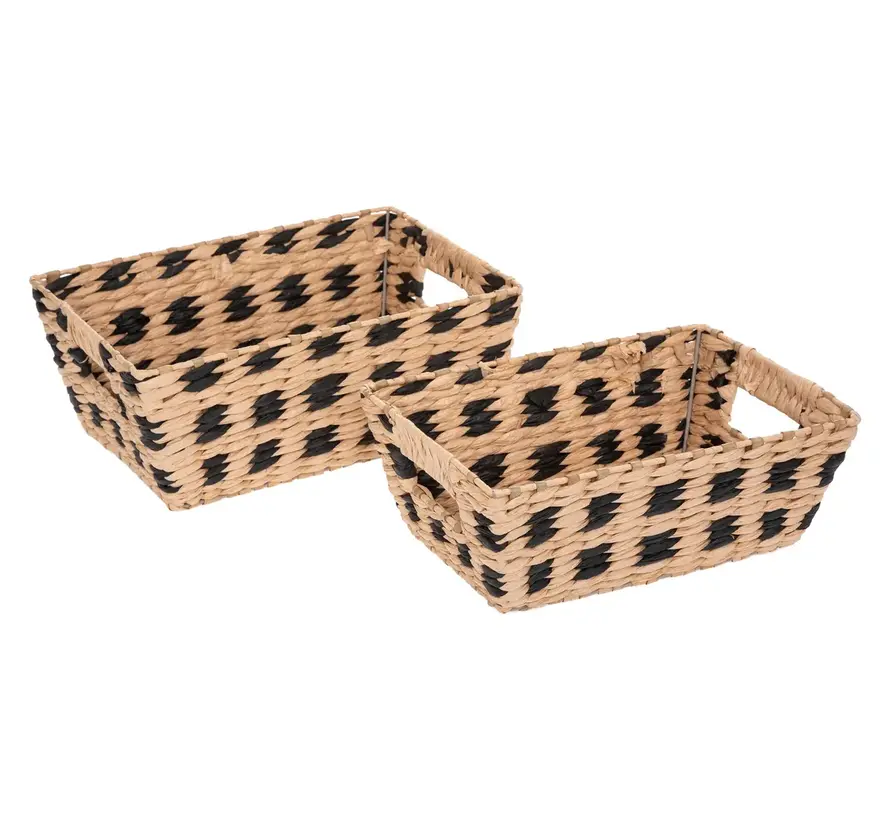 Storage baskets - Set of 3 - Natural/Black