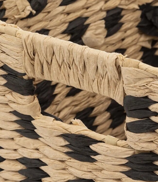 Square Storage Basket - Set of 2 - Natural/Black