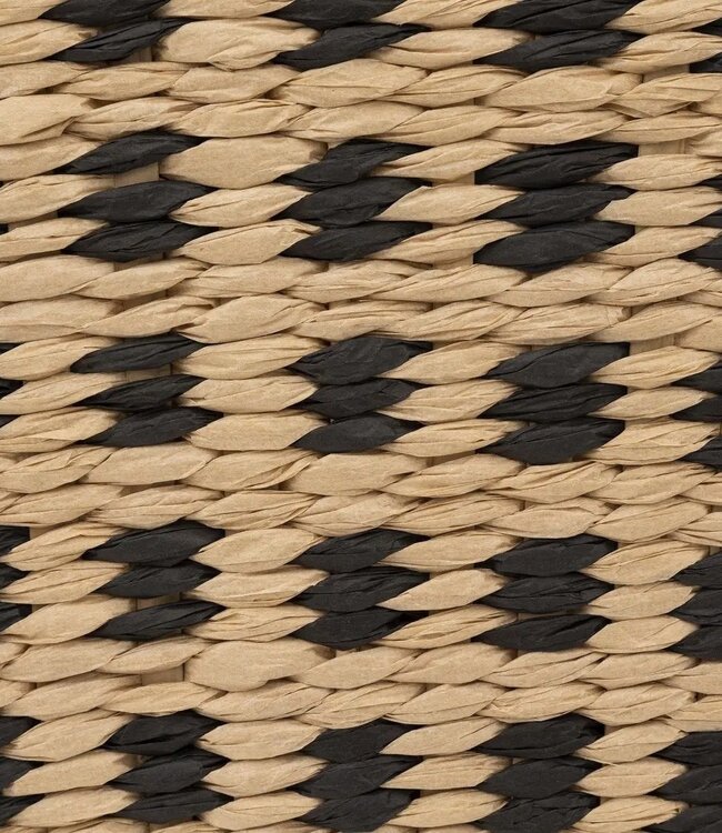 Square Storage Basket - Set of 2 - Natural/Black