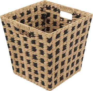 Ecarla Panier de rangement carré - Lot de 2 - Naturel/Noir