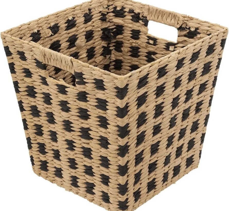 Square Storage Basket - Set of 2 - Natural/Black