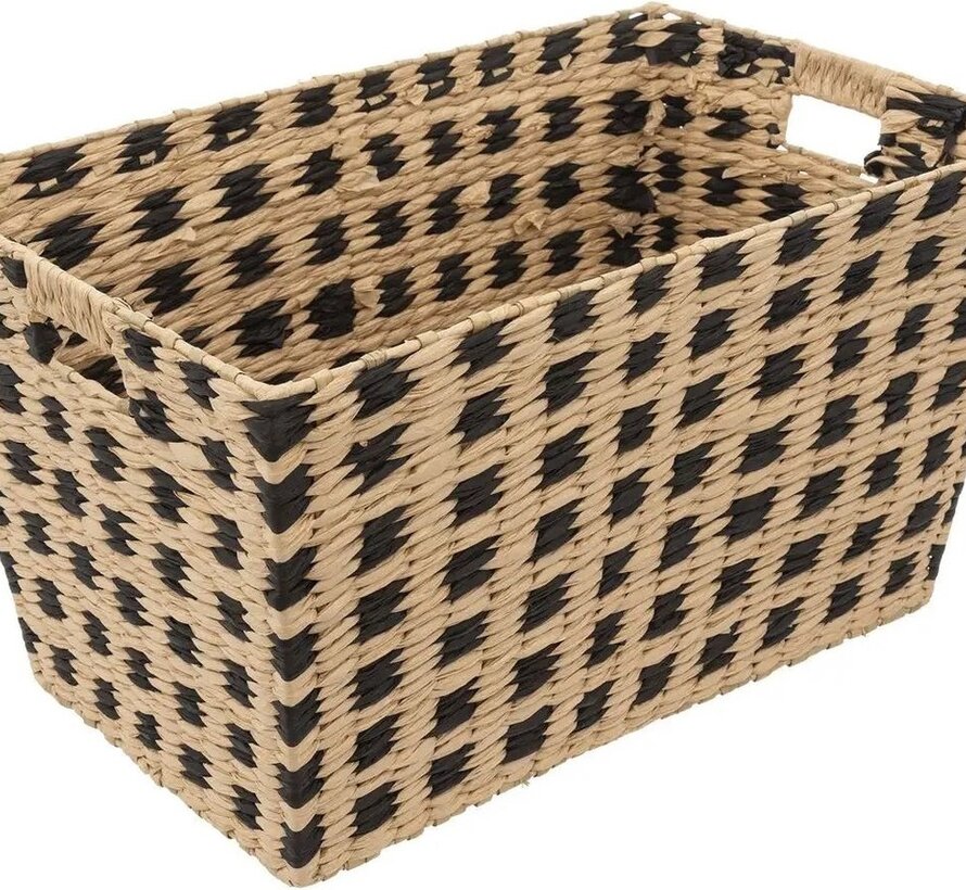 Storage basket - 55x35x30cm  - Natural/Black