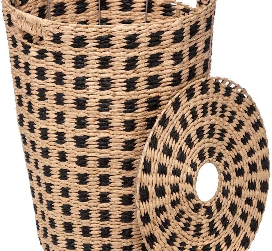 Laundry basket - 64L - 33x33x53cm - Natural/Black