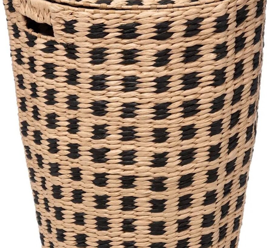 Laundry basket - 64L - 33x33x53cm - Natural/Black
