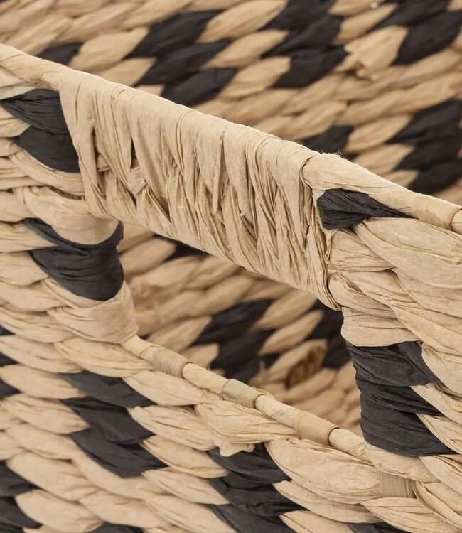Storage basket - Set of 2 - Natural/Black