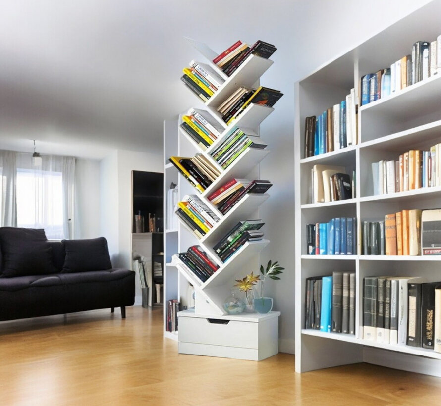 Bookcase - 11 Shelves - 34x19x139cm - White