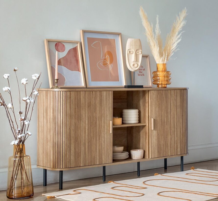 Sideboard with 2 Doors - 140x80cm - Oak effect