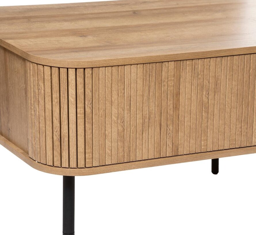 Coffee table with 2 Doors - 120x60cm - Oak effect