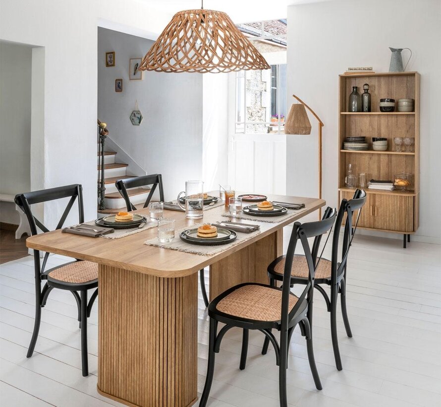 Dining table in Veneer - 180x90x75cm - Wood effect