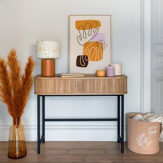 Atmosphera Wall table with 2 doors - 100x35x80cm - Oak effect