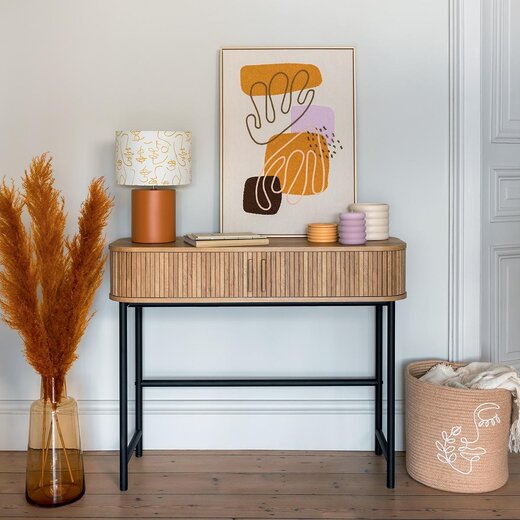 Atmosphera Wall table with 2 doors - 100x35x80cm - Oak effect
