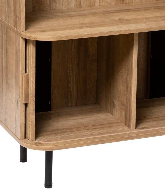 Boekenkast met 2 Deuren en 3 Planken - H180cm - Eikeneffect